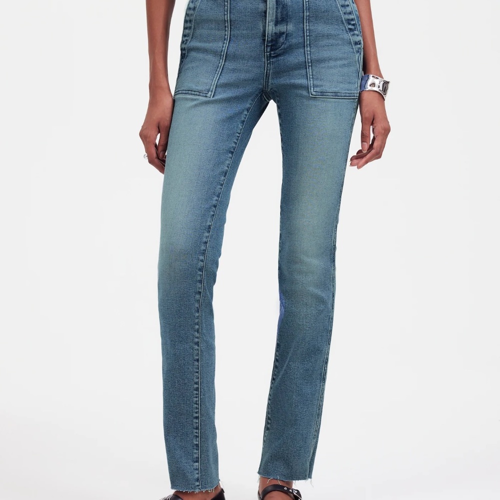 MADEWELL Mid-Rise Stovepipe/Cigarette Jeans in Shealy Wash: Raw-Hem Size 28